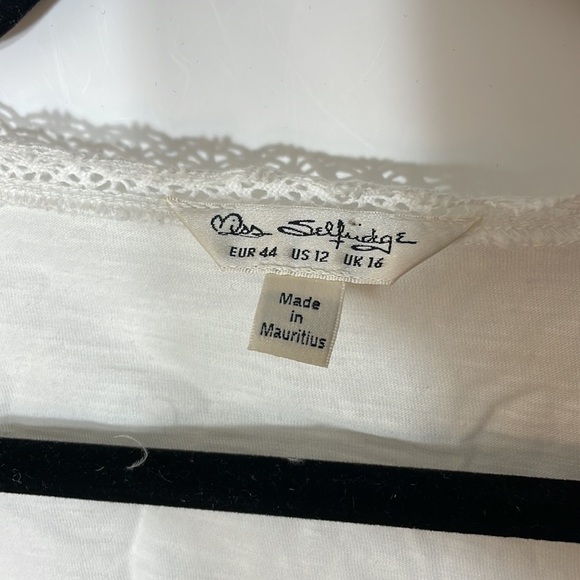 Asos White top 12 Miss Selfridge Ruched front crochet trim - Picture 5 of 6